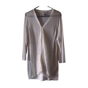 Women's 1X Avenue Floral Button Down Crochet Duster Cardigan Sweater